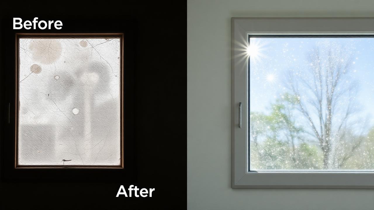Before and after residential window cleaning
